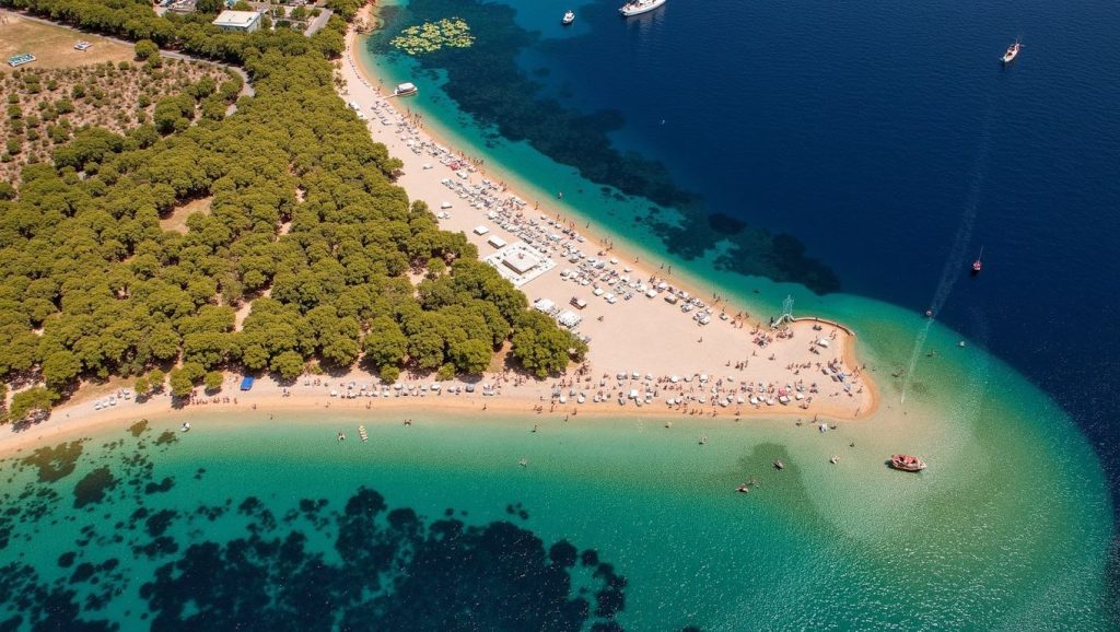Panorámica completa de Sv. Rok, playa de Općina Pučišća