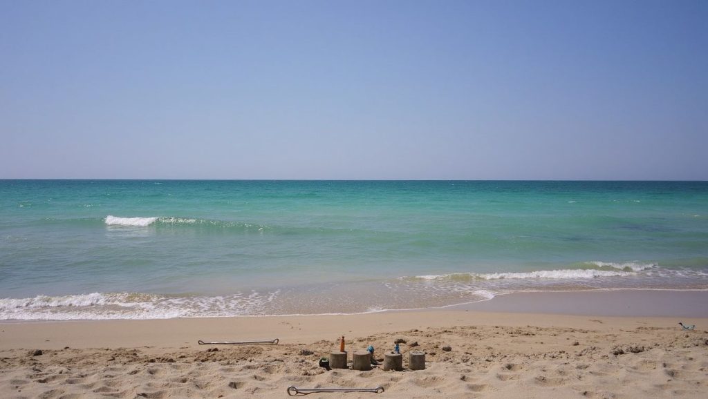 Orilla de Spiaggia di Tiggiano con olas suaves en Tiggiano