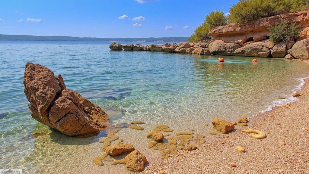 Vista del litoral en Tila Lučica, Croacia