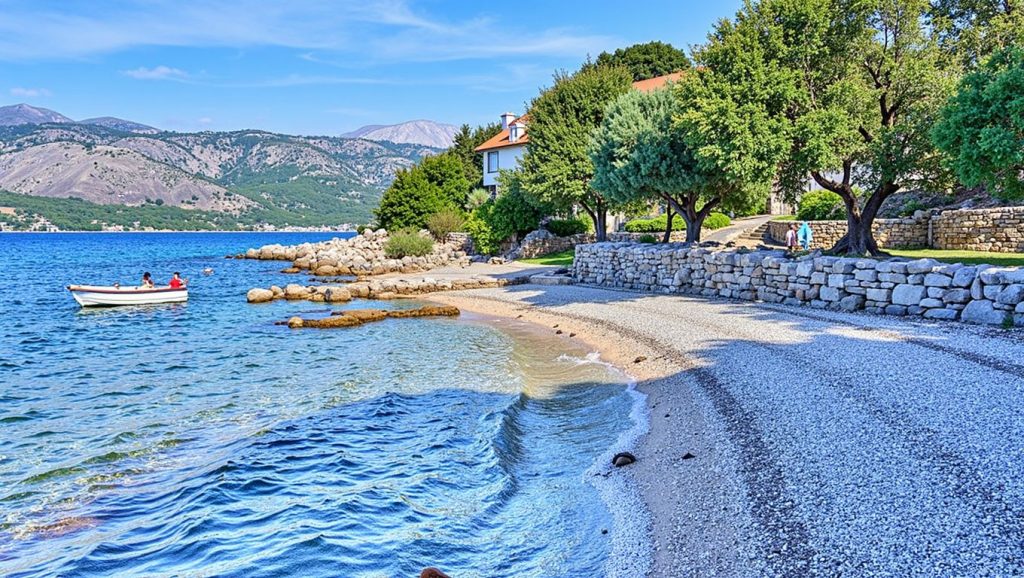 Panorámica de Tri žala con cielo despejado, Grad Korčula