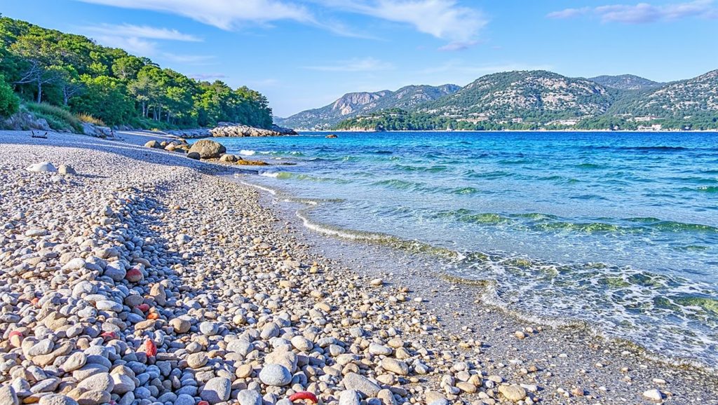 Vista del litoral en Tri žala, Grad Korčula