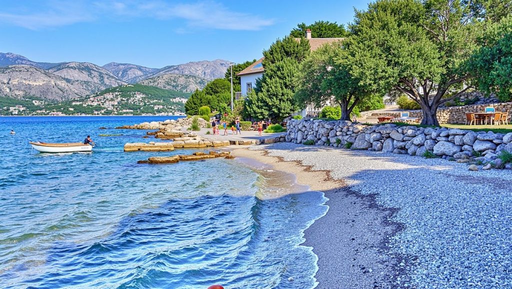 Panorámica de Tri žala con cielo despejado, Grad Korčula