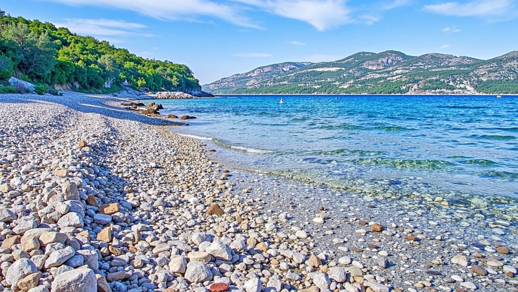 Vista del litoral en Tri žala, Grad Korčula