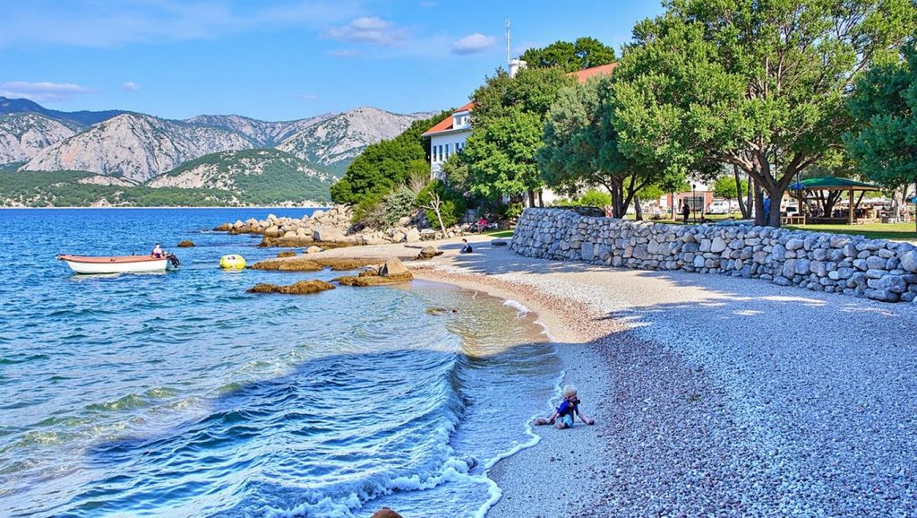 Panorámica de Tri žala con cielo despejado, Croacia