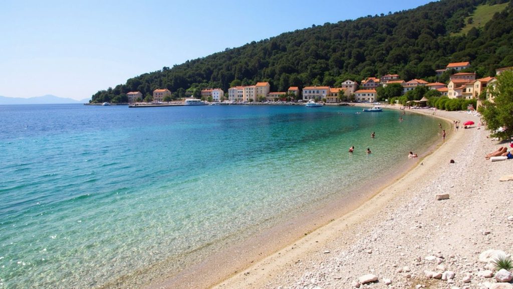 Vista de Trstenik desde la orilla, Croacia