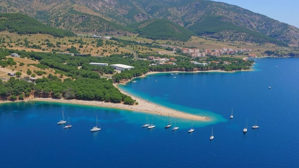 Panorámica completa de Trstike, playa de Croacia