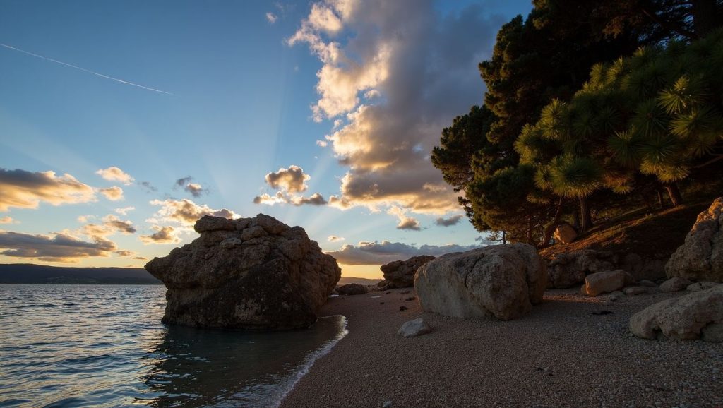 Arena fina en Unofficial beach, Slatine, Croacia