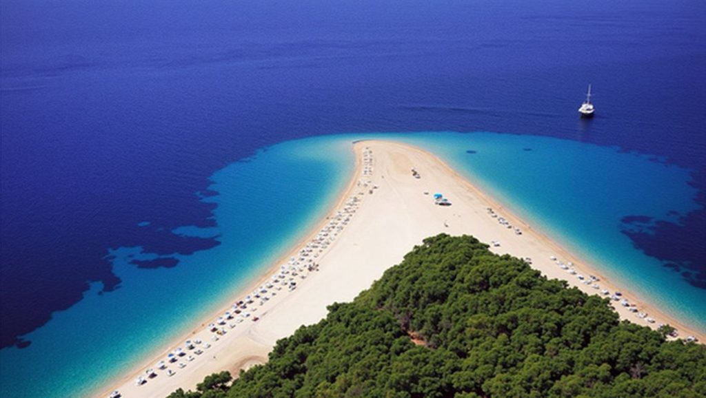 Agua y arena en Uvala Bočići, Croacia