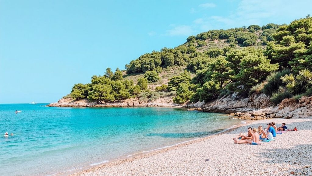 Orilla tranquila de Vartalac, playa de Grad Komiža
