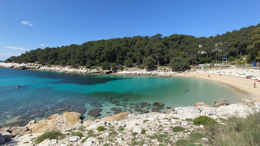 Vista del litoral en Veli žal, Croacia