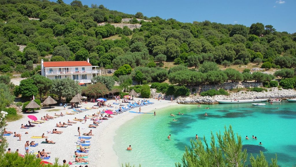 Panorámica completa de Velika Duba, playa de Croacia
