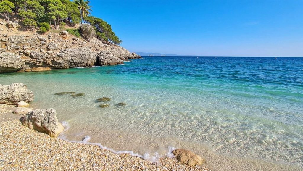 Línea de costa en Vira, Croacia