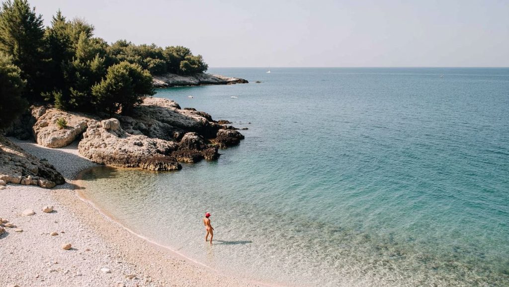 Vista del litoral en Vira, Croacia