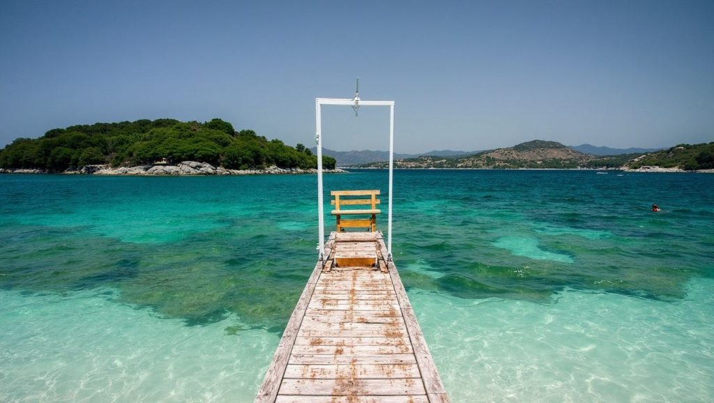 Detalle de arena y agua en Vjeter, Vlorë