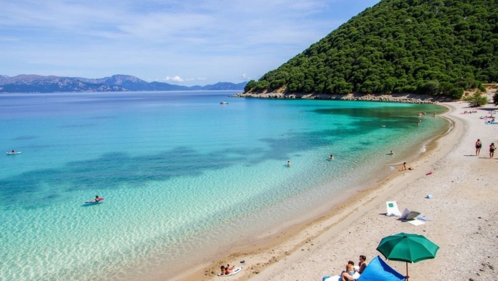 Panorámica de Vučine con cielo despejado, Croacia