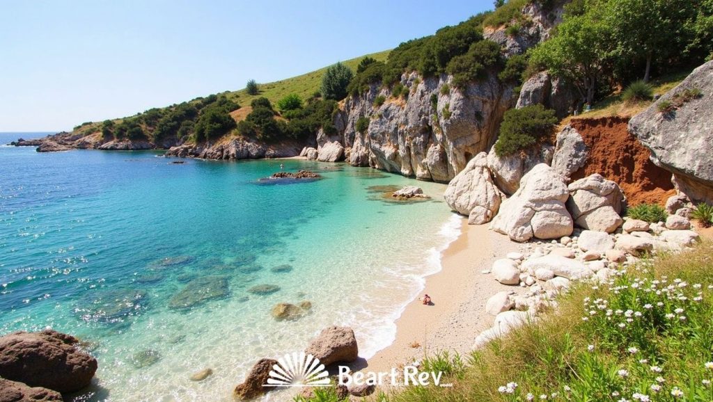 Línea de costa en Zavala, Croacia