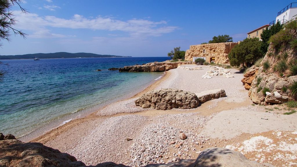 Detalle del agua en Zavala Port, Zavala, Hvar