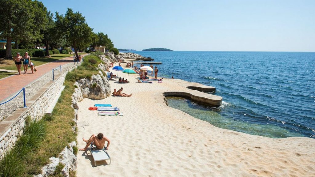 Orilla tranquila de Zelena punta, playa de Općina Kukljica