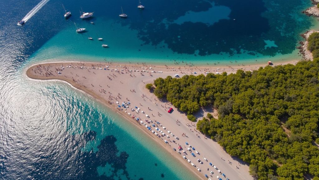 Playa Željina vela desde la arena, Croacia, Croacia