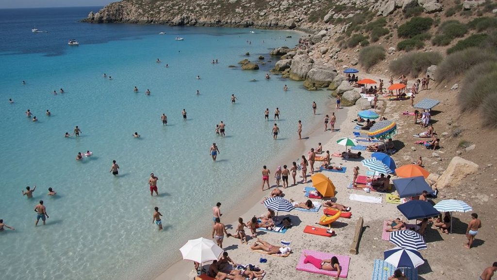 Oleaje en la orilla de Praia, costa de Favignana