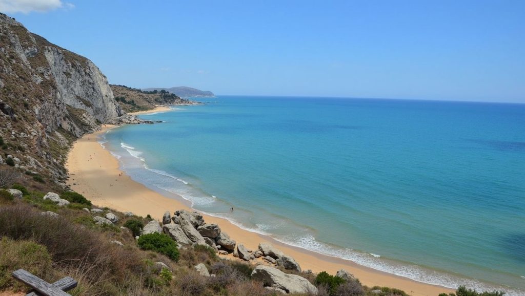 Orilla tranquila de Siculiana, playa de Siculiana