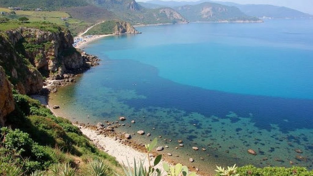 Amplio horizonte marino en Spiaggia Costa Turchina, Pollina