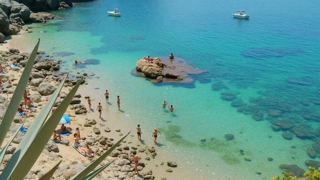 Vista amplia de Spiaggia dei francesi en Bagheria, Sicilia