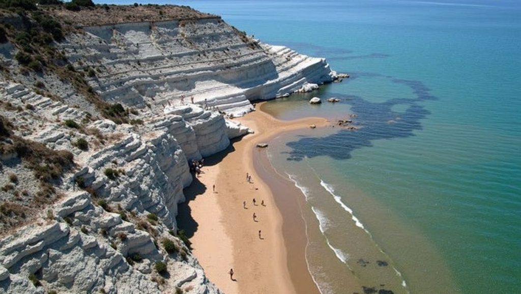 Primer plano de la orilla de Spiaggia del Caos, Agrigento