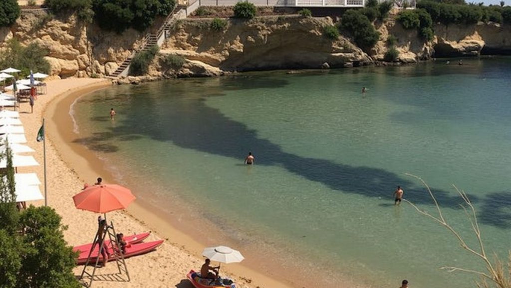 Amplio horizonte marino en Spiaggia del Minareto, Siracusa