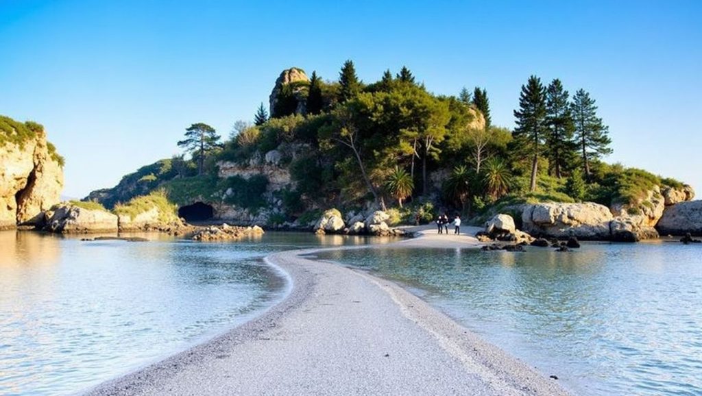 Vista amplia de Spiaggia di Cala Paradiso en Licata, Sicilia