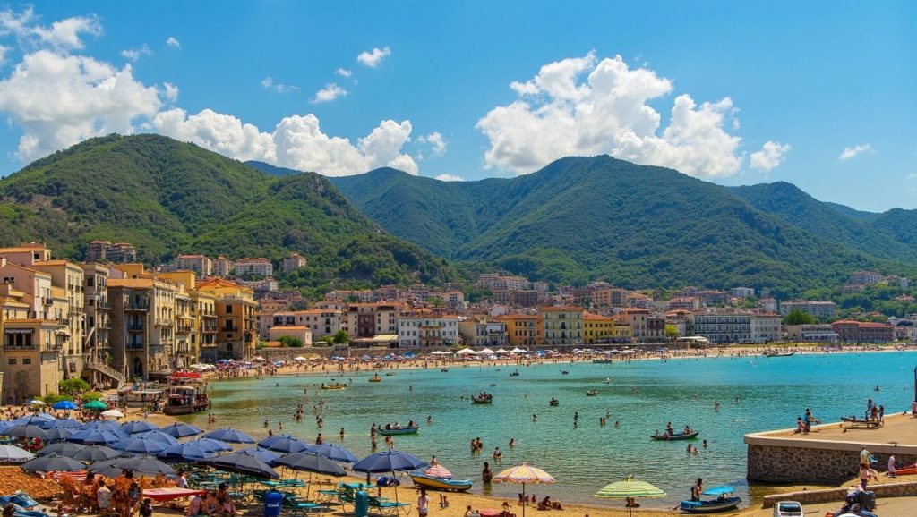 Orilla de Spiaggia di Cefalù con olas suaves en Cefalù
