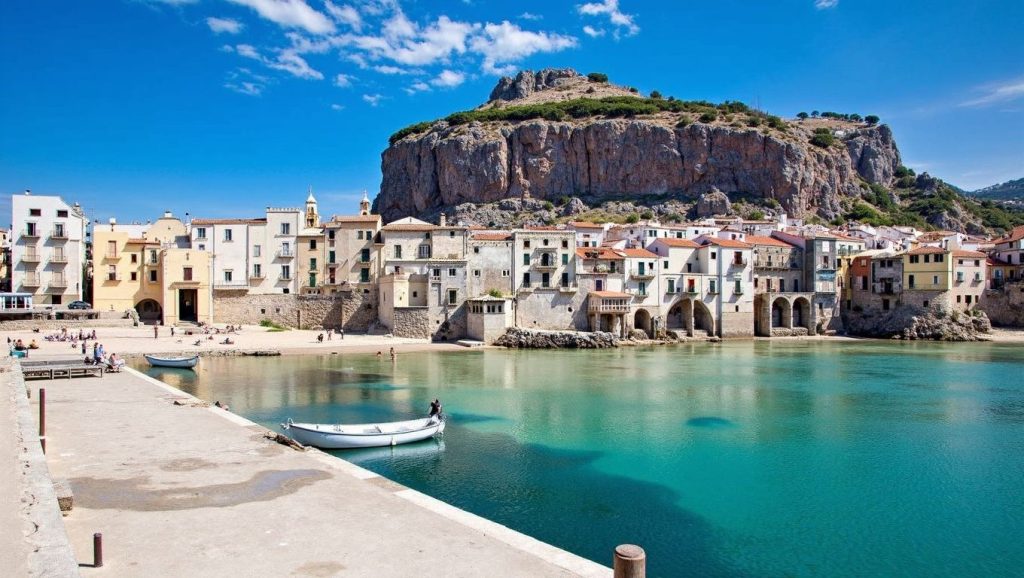 Detalle de arena y agua en Spiaggia di Cefalù, Cefalù