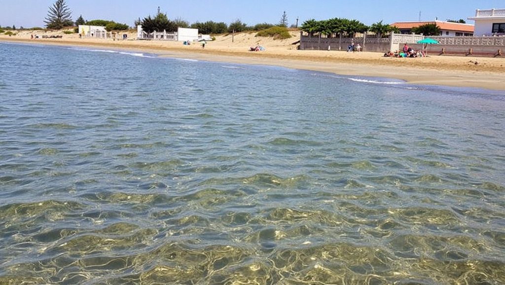 Oleaje en la orilla de Spiaggia di Granelli, costa de Pachino