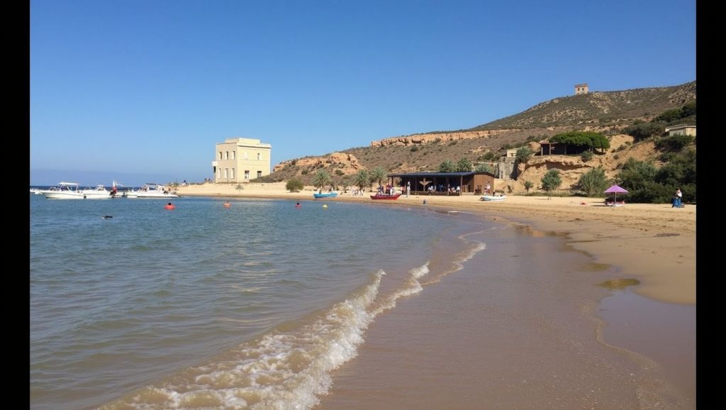 Oleaje en la orilla de Spiaggia di Pergole, costa de Realmonte