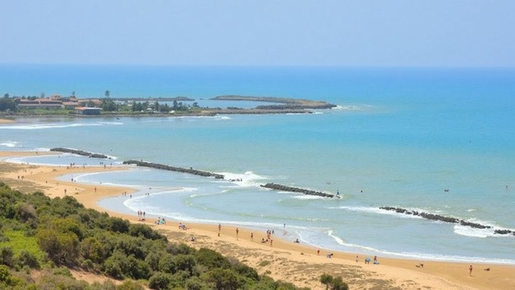 Oleaje en la orilla de Spiaggia di San Leone Libera Accessibile, costa de Agrigento