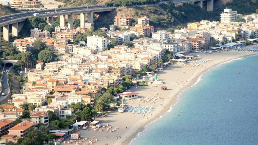 Amplio horizonte marino en Spiaggia Fondaco Parrino, Letojanni