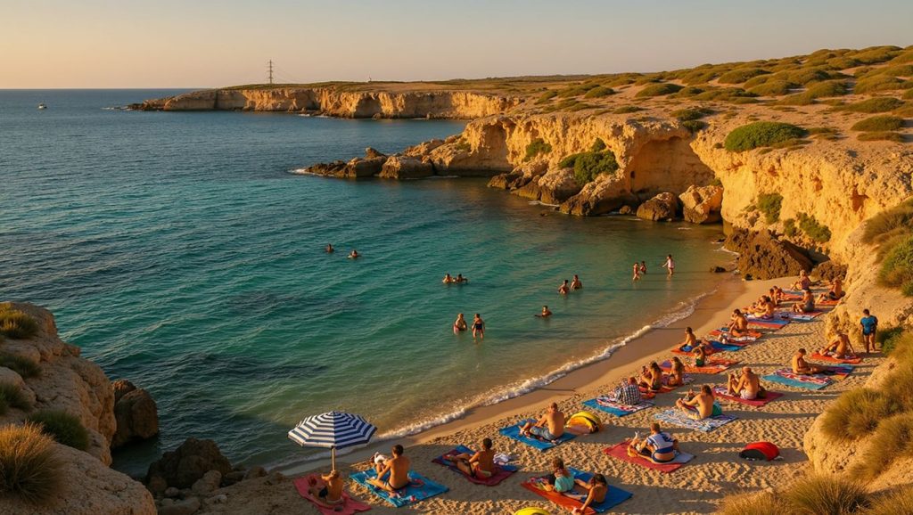 Orilla tranquila de Spiaggia Punta del Pero, playa de Siracusa