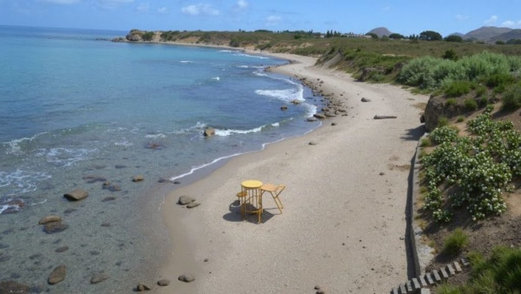 Oleaje en la orilla de Spiaggia Settefrati, costa de Lascari